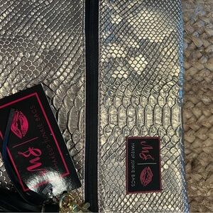Makeup Junkie Stunning Silver Snakeskin Bag